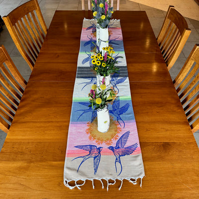 Swallows Hand Printed Table Runner - Valori Wells