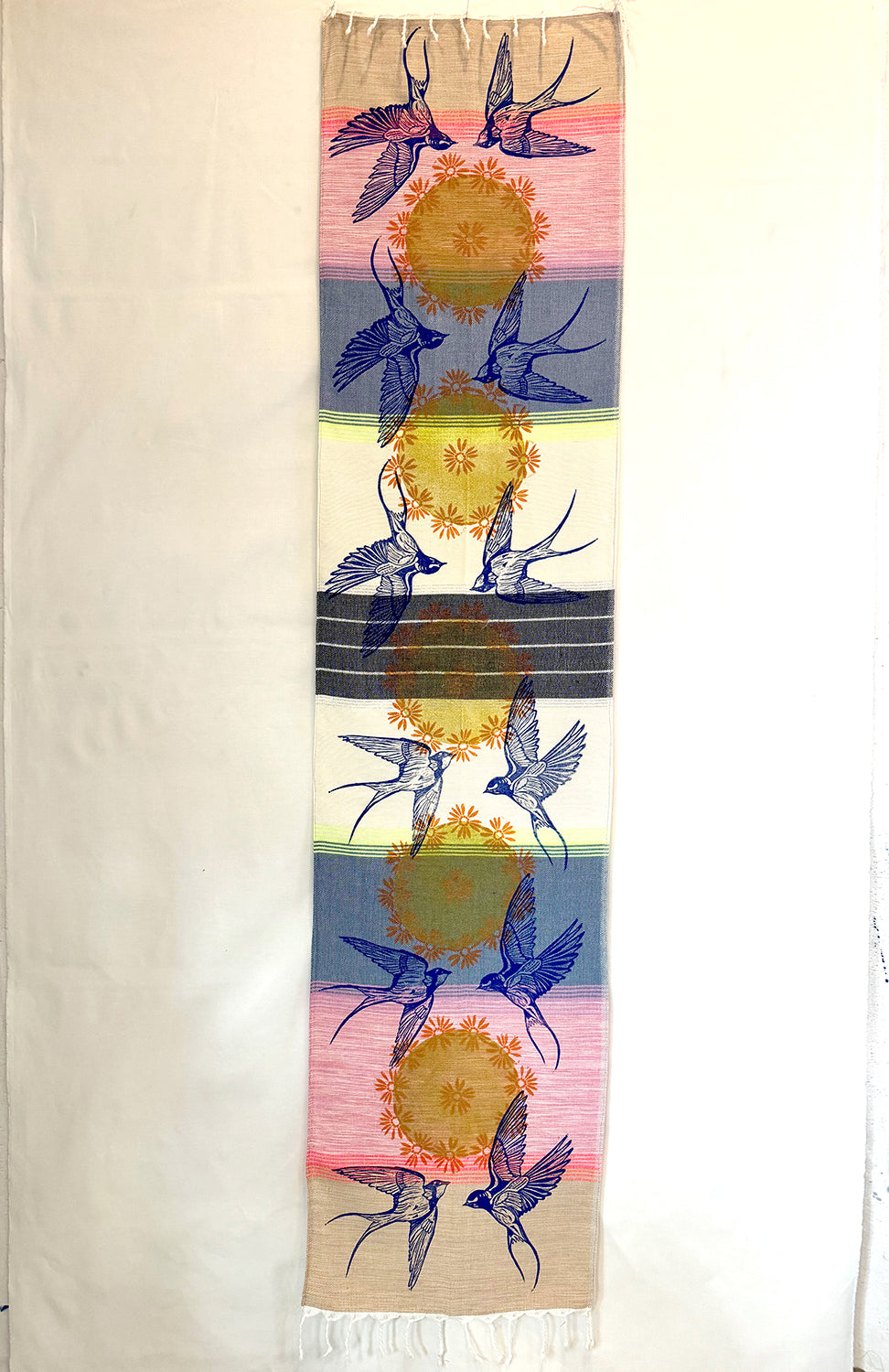 Swallows Hand Printed Table Runner - Valori Wells