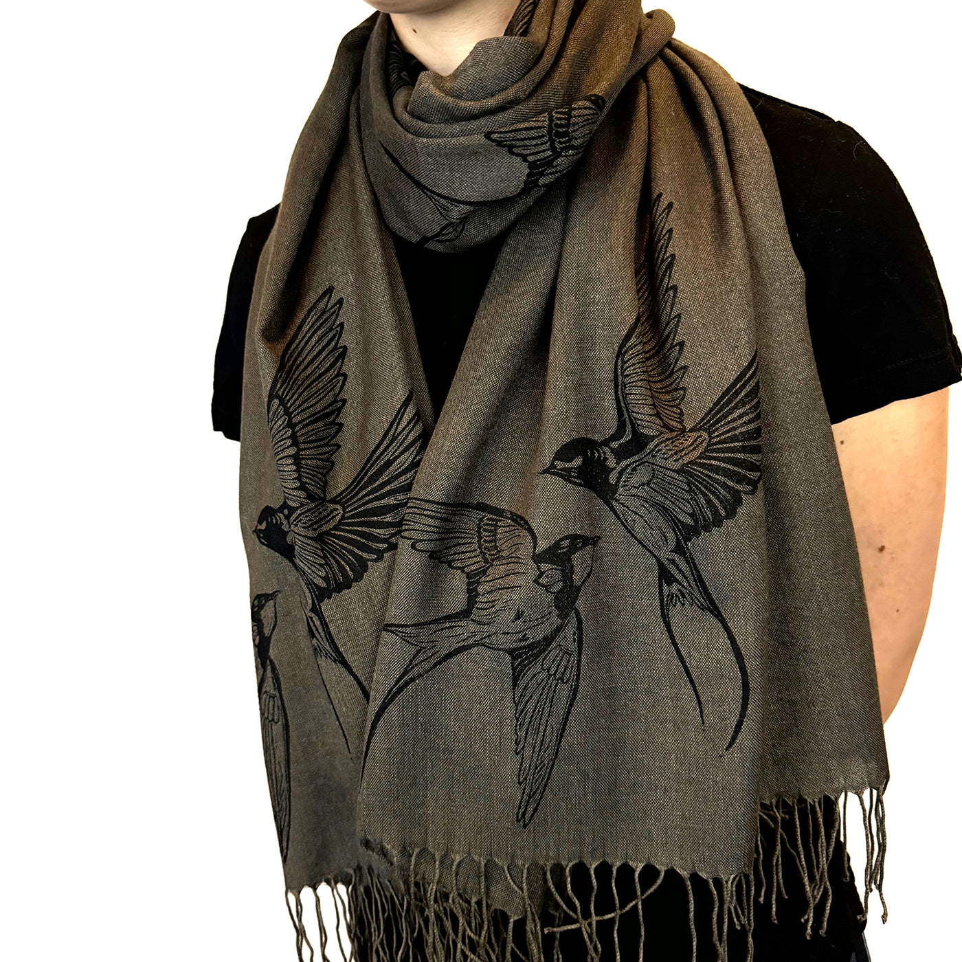 Swallow Hand Printed Shawl - Valori Wells