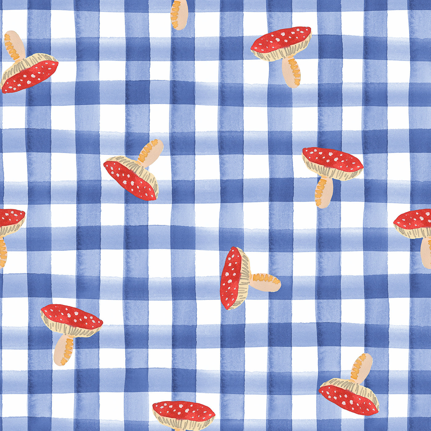 Garden Explorer Toadstool Gingham Indigo WB028