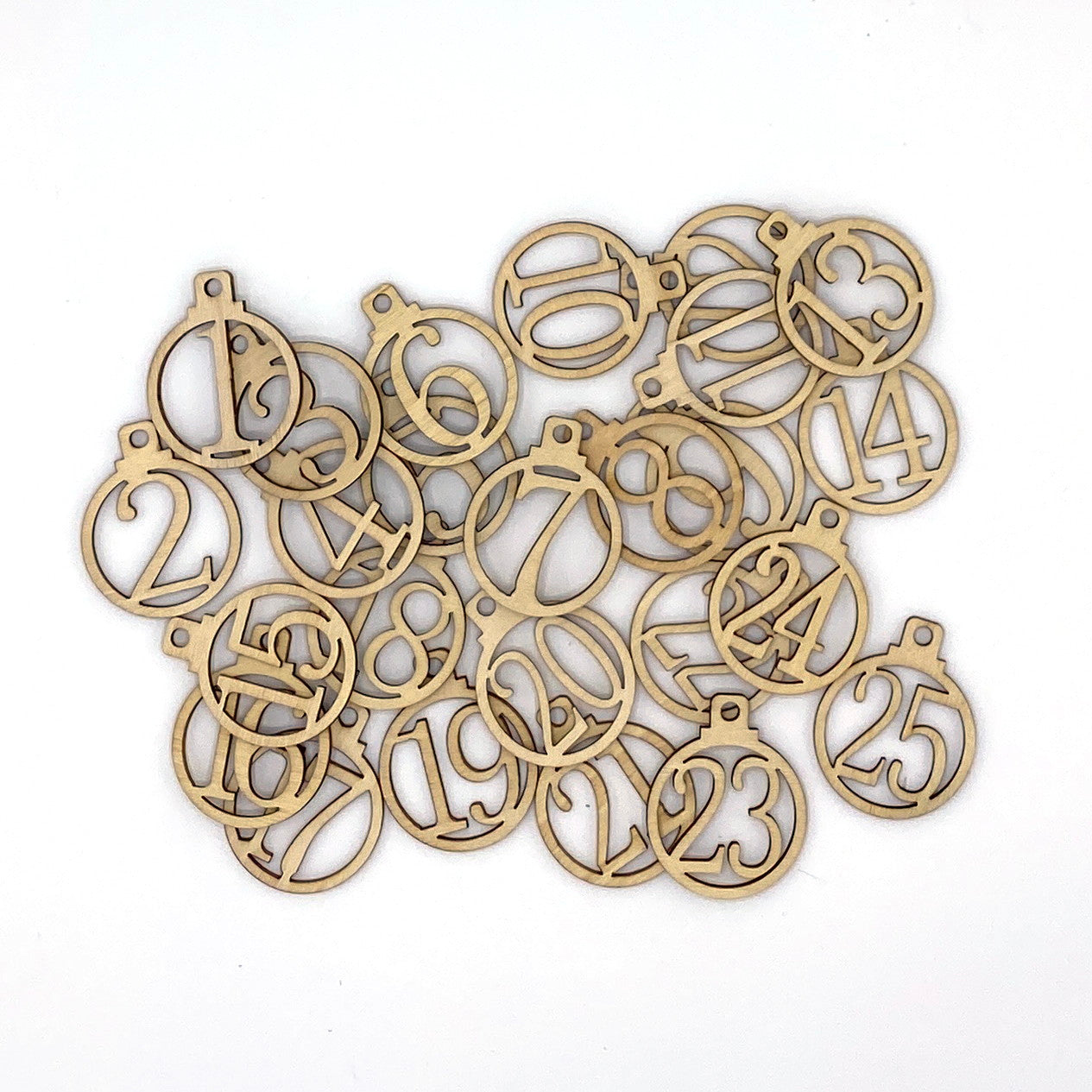 Wooden Ornament Pendant Set - Numbered 1-25