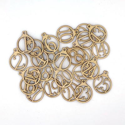 Wooden Ornament Pendant Set - Numbered 1-25