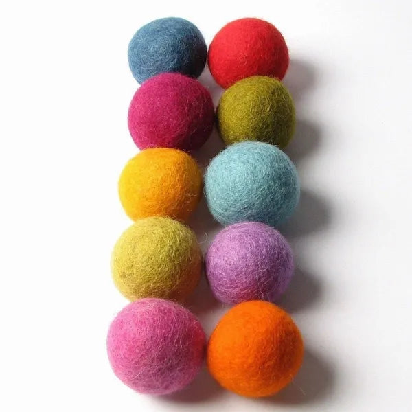 3 cm Felt Balls - 10 Pcs Multicolor Mix