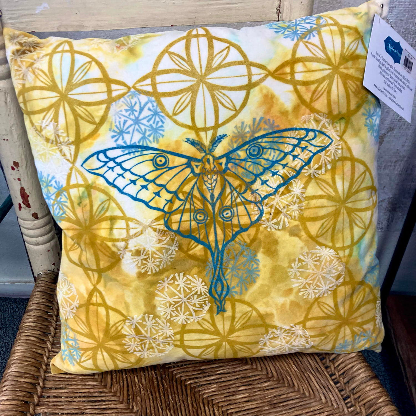 Block printed Gold Ice dyed pillows by Valori Wells