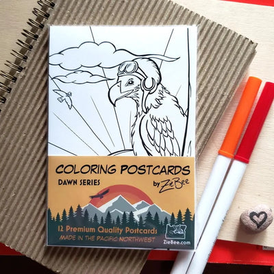 Coloring Postcards - Dawn - Pack of 12