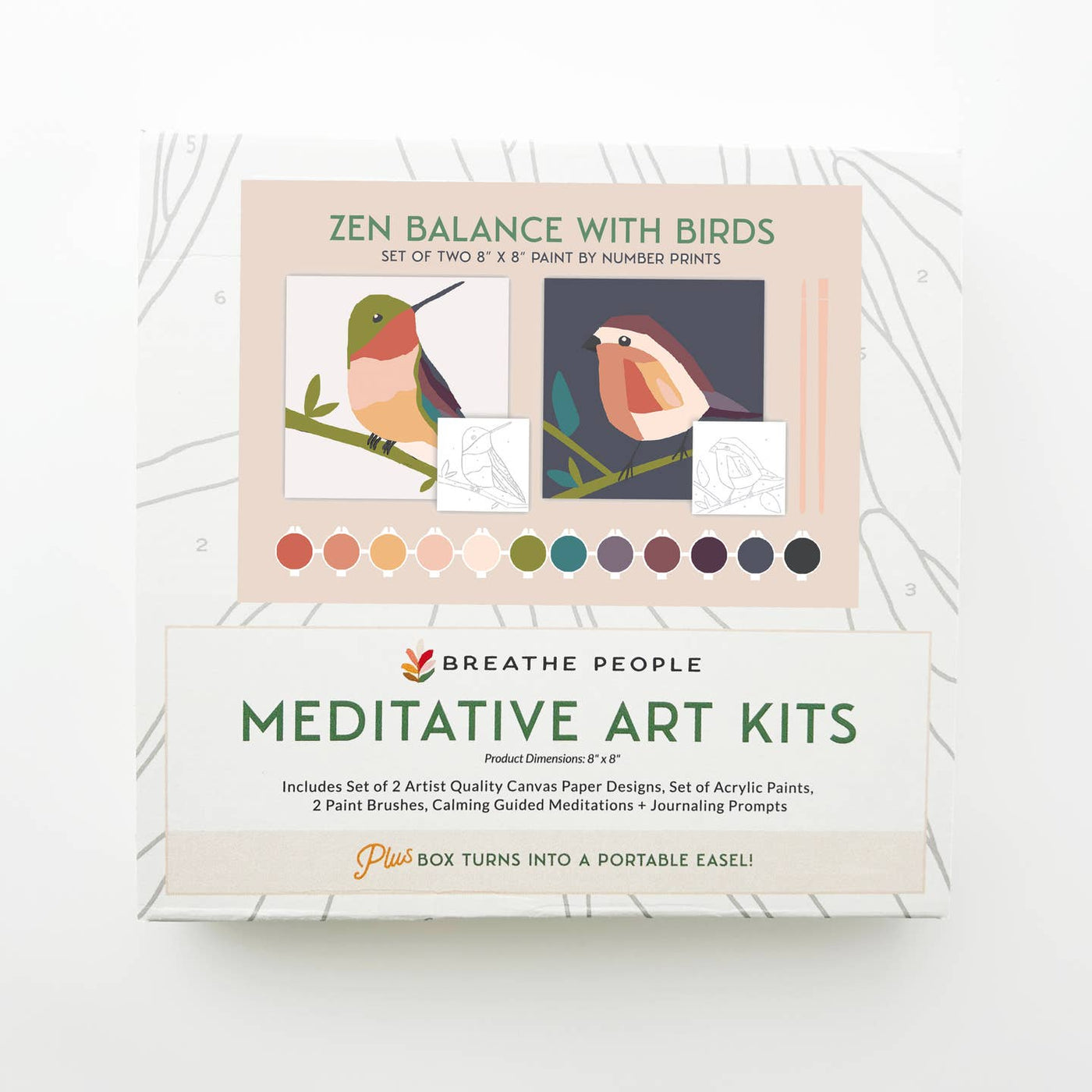 Zen Balance with Birds Meditative Art Paint-by-Number Kit & Easel