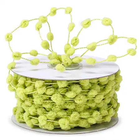 Pom Pom Wire Ribbon Lime Green