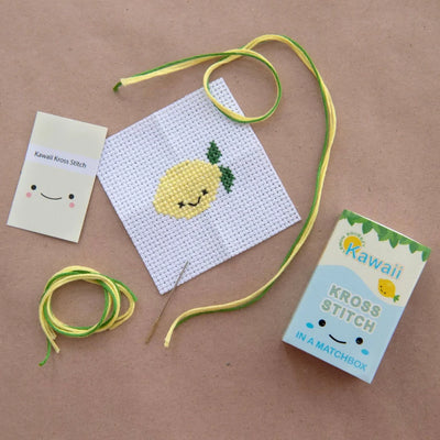 Matchbox Mini Cross Stitch Kit - Kawaii Lemon