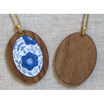 Delft Daisy Embroidery Pendant Kit - Kiriki Press