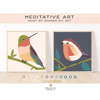Zen Balance with Birds Meditative Art Paint-by-Number Kit & Easel