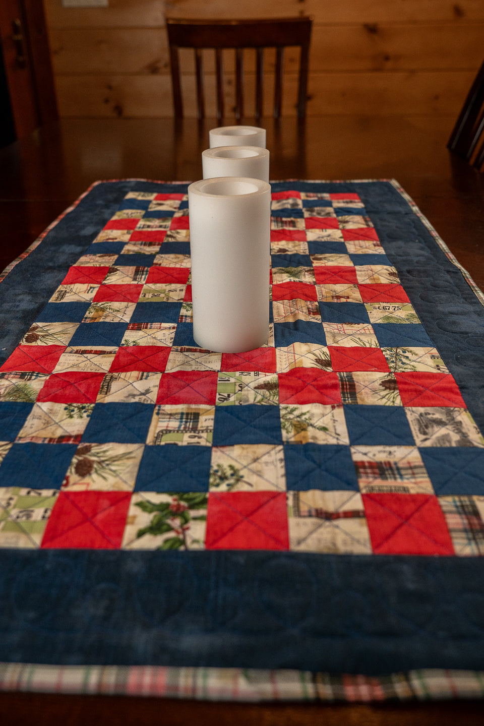 Winter Cabin Patchwork Table Runner