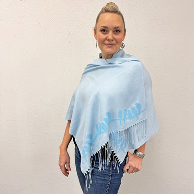 Blue Birds Hand Printed Shawl - Valori Wells