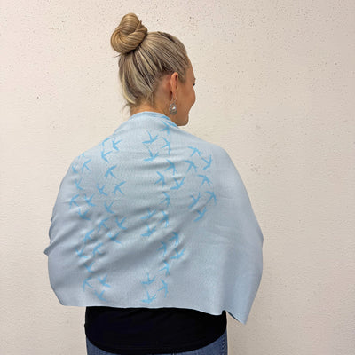 Blue Birds Hand Printed Shawl - Valori Wells