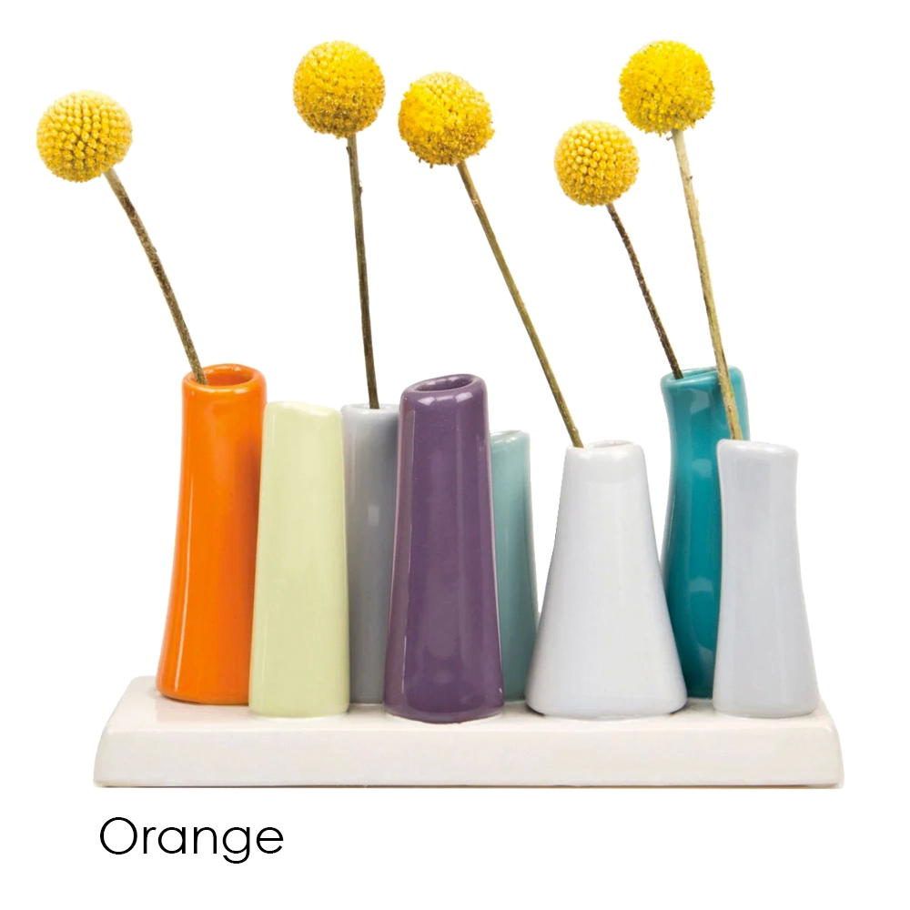 Pooley 2 Orange - Ceramic 8-Tube Vase