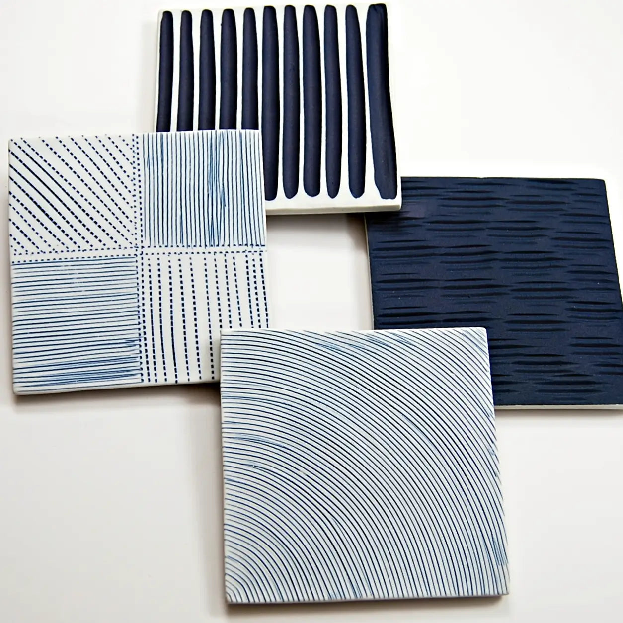 Coaster Square Slab - Blue & White -Set of 4- Art Floral Trading
