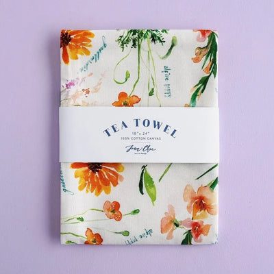 Botanical Rainbow - Orange -  Kitchen Tea Towel