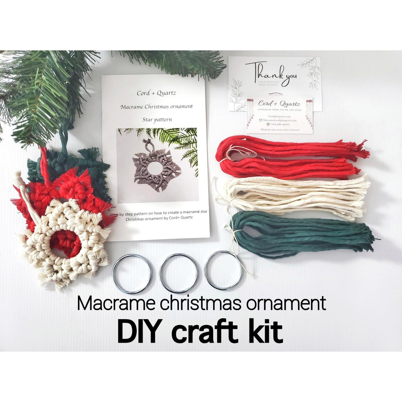 Macrame Christmas Ornaments DIY Kit - Cord & Quartz