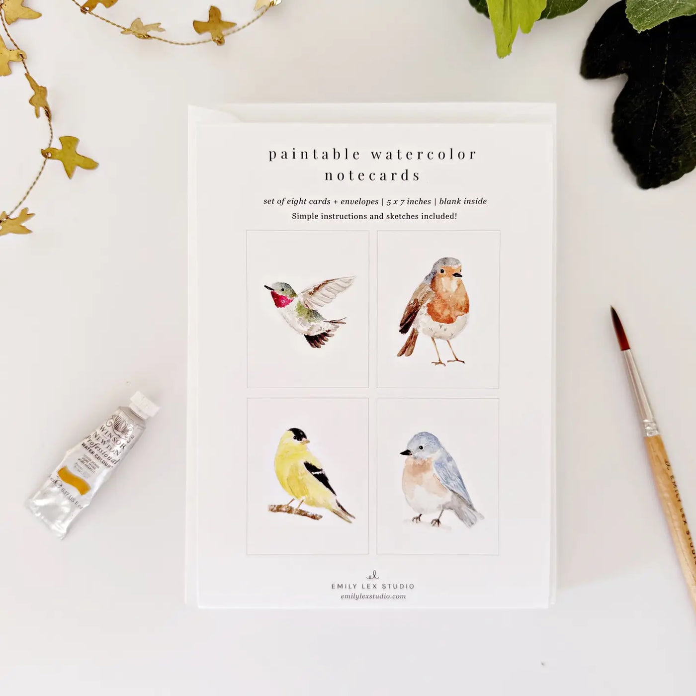 Paintable Watercolor Notecards - Backyard Birds