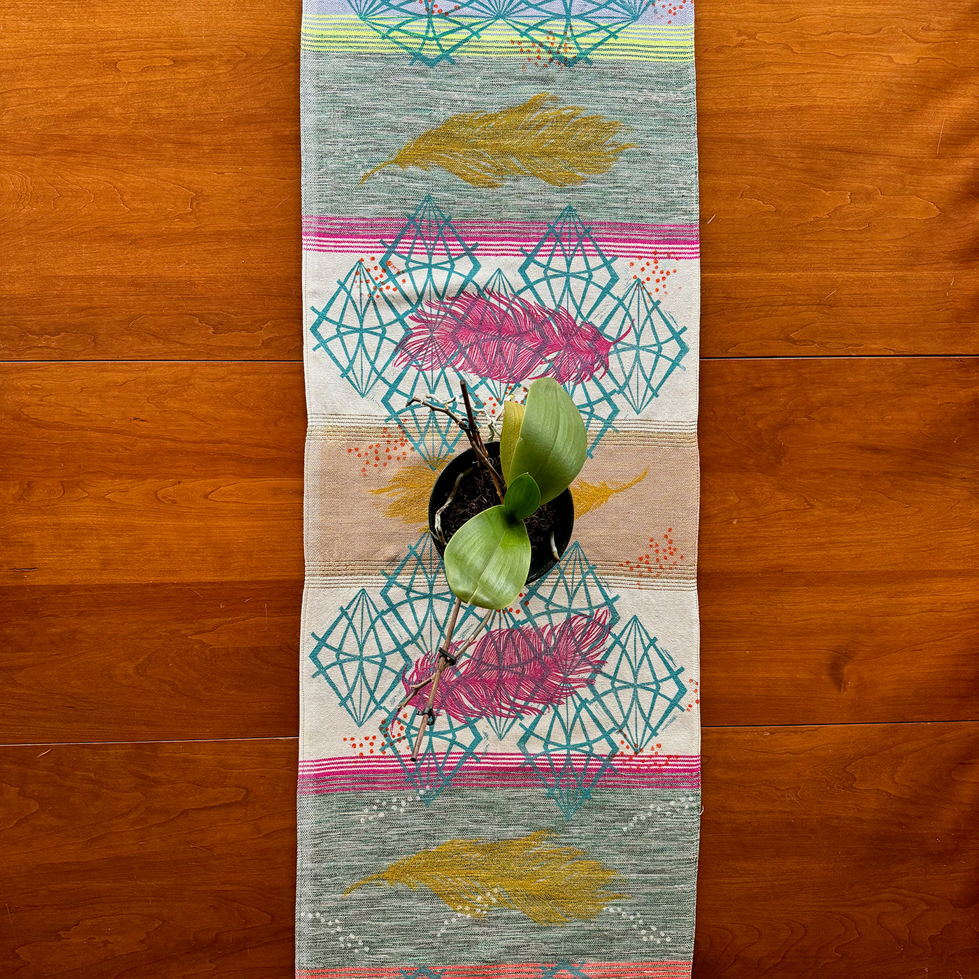 Feathers Hand Printed Table Runner - Valori Wells