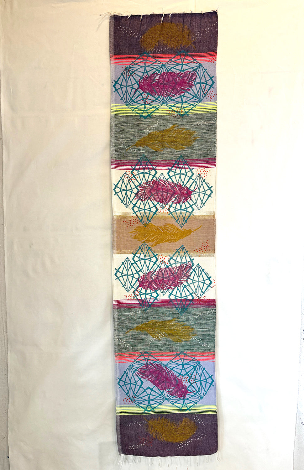 Feathers Hand Printed Table Runner - Valori Wells