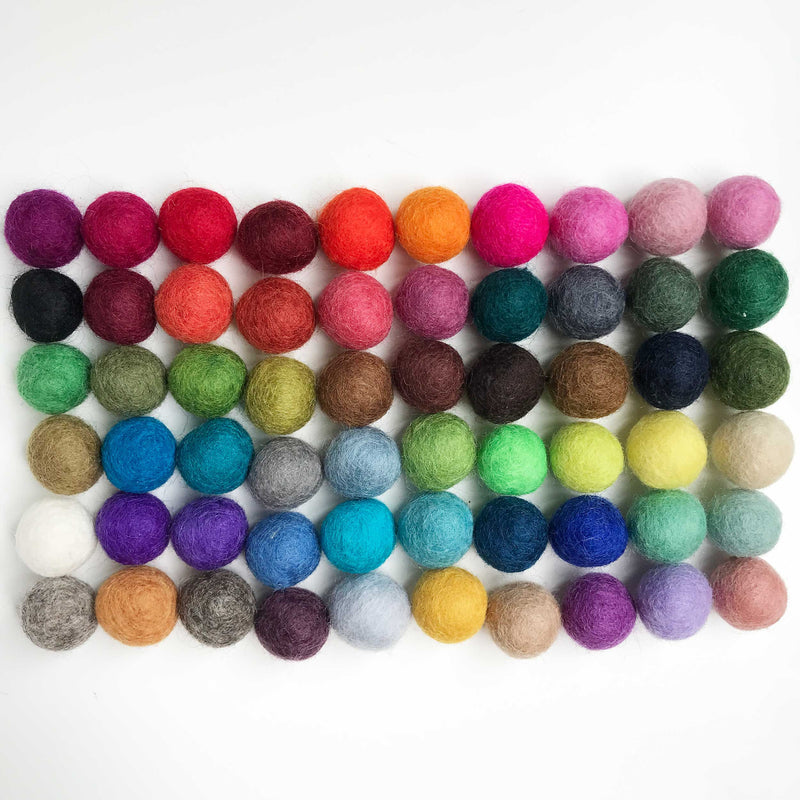 2 cm Felt Balls - 25 Pcs Multicolor Mix
