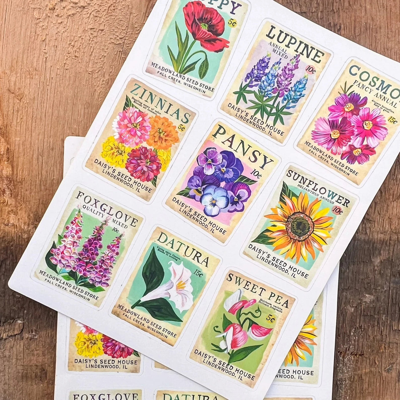 Katie Daisy Seed Packet Sticker Sheet -