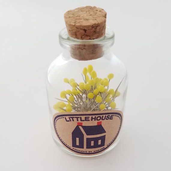 Little House Pin Bottle Yellow Glass Head Pins