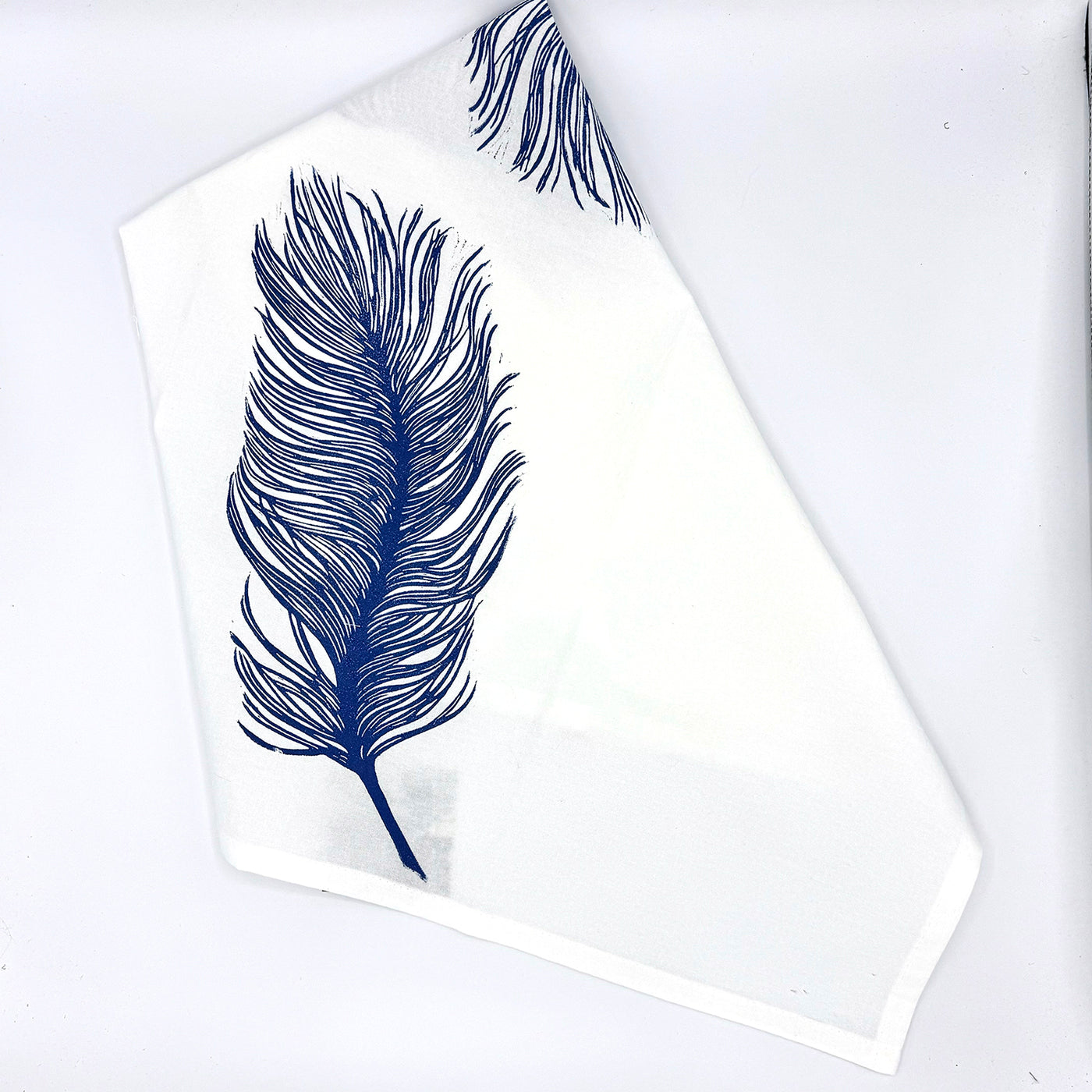 Indigo Feather Block Printed Kitchen Towel - by Valori Wells