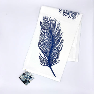 Indigo Feather Block Printed Kitchen Towel - by Valori Wells