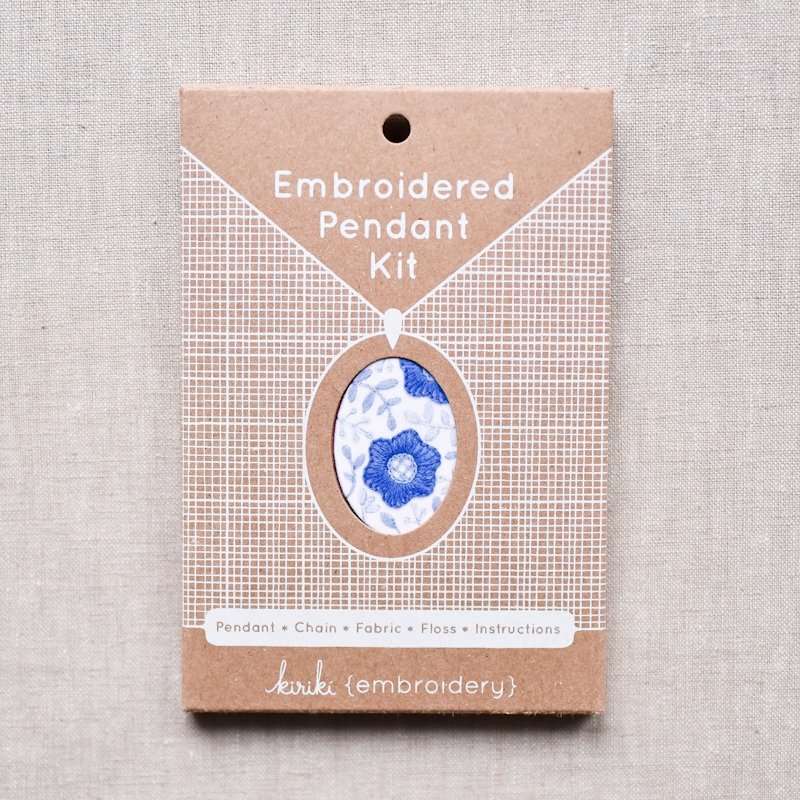 Delft Daisy Embroidery Pendant Kit - Kiriki Press