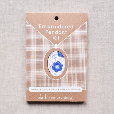 Delft Daisy Embroidery Pendant Kit - Kiriki Press