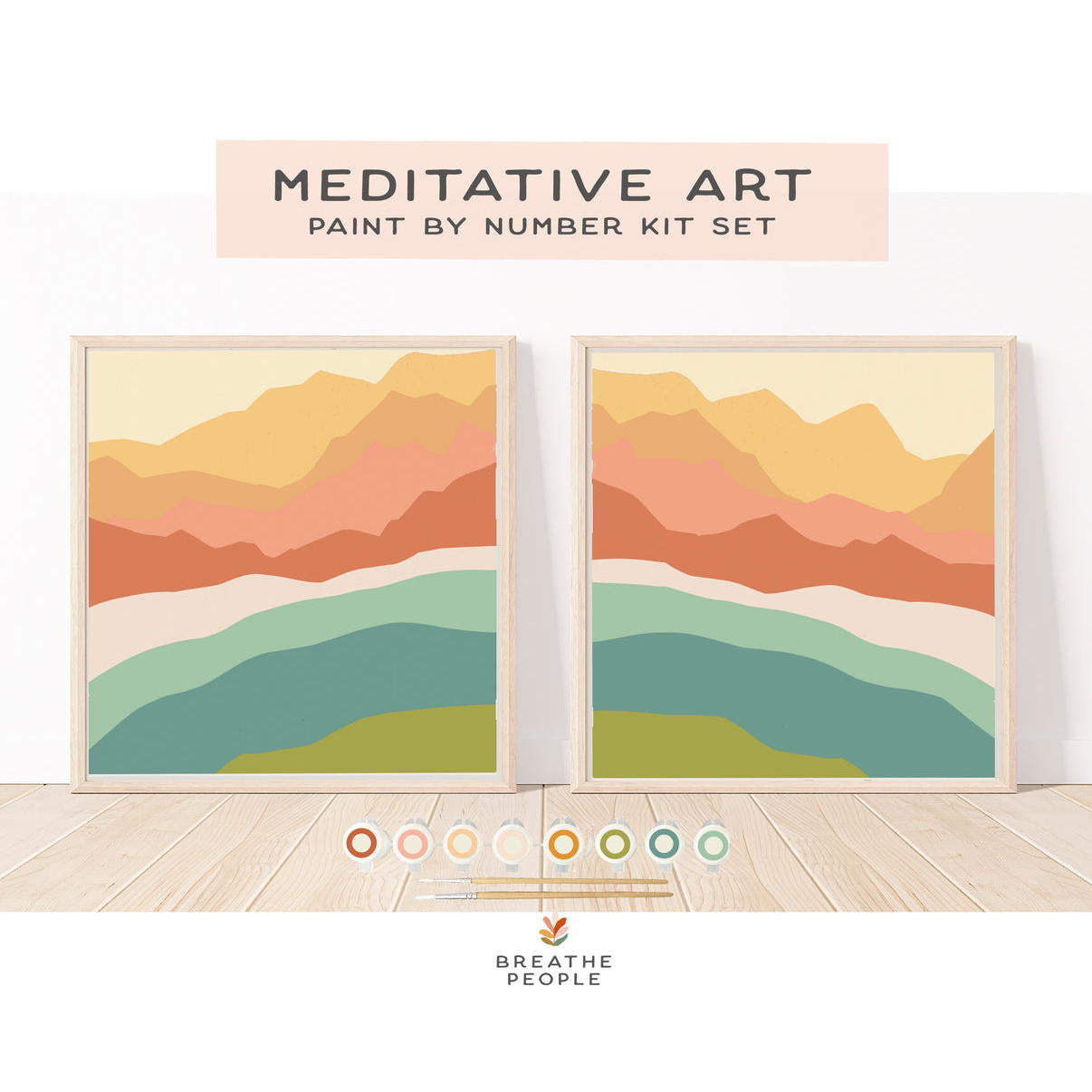 Abstract Zen Peaks Meditative Art Paint-by-Number Kit & Easel