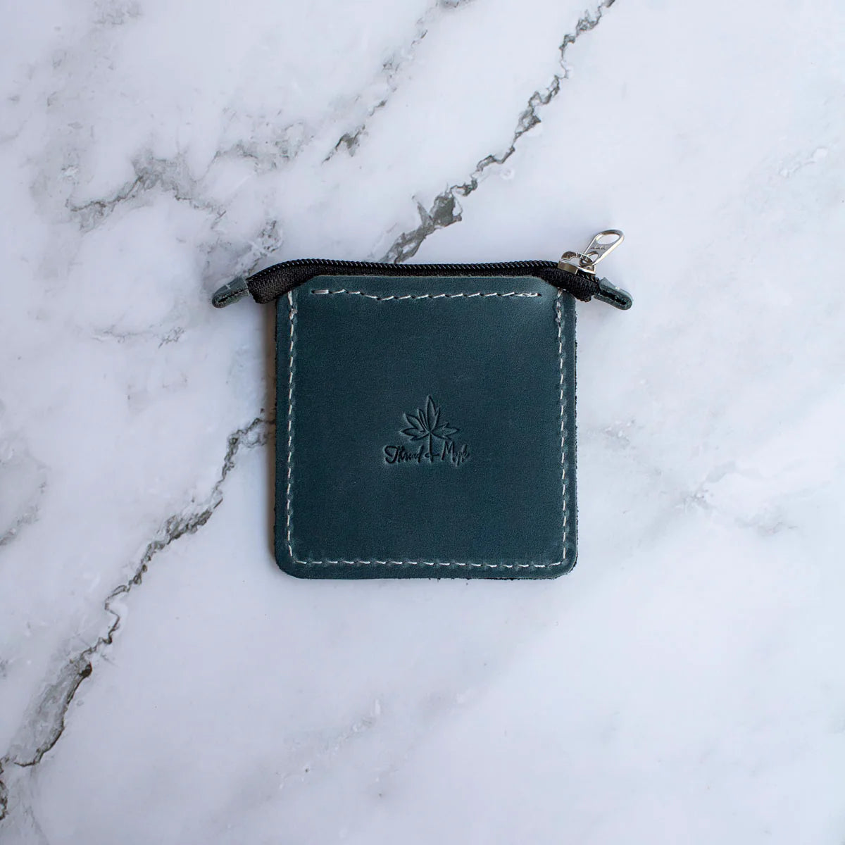 Leather Square Zip Pouch - Denim by Thread and Maple