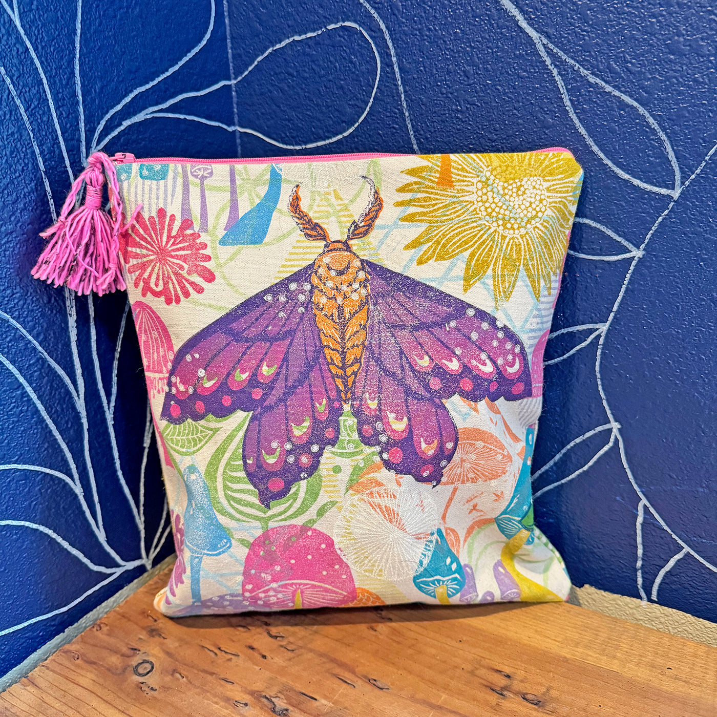 Moth Block Printed Zipper Pouch - by Valori Wells