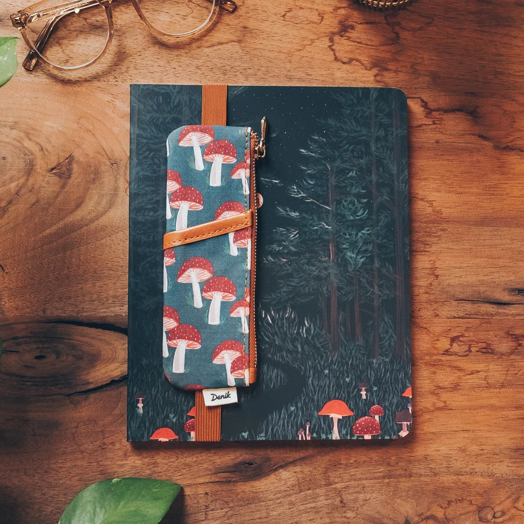 Denik - Navy Mushroom Notebook Pouch