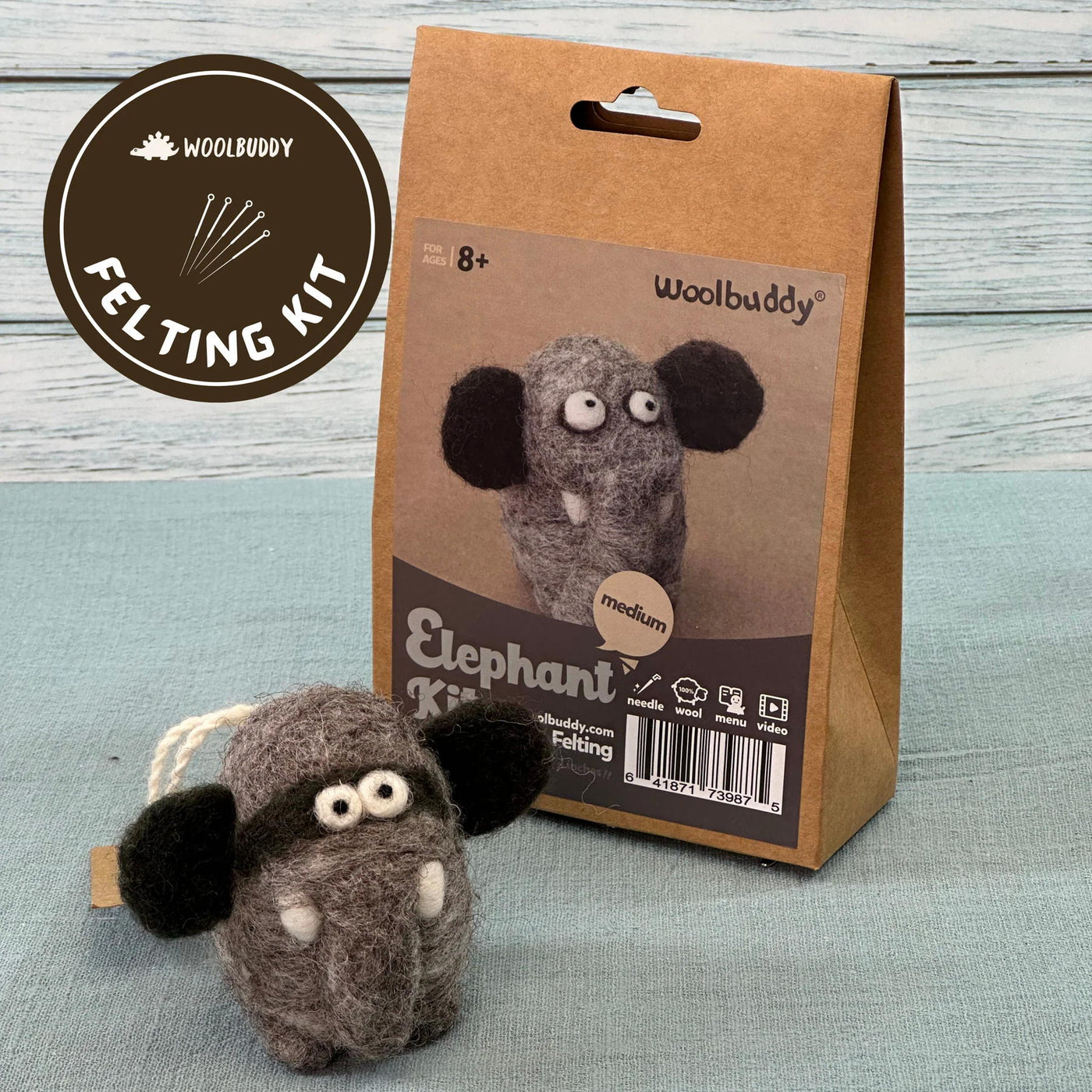 Woolbuddy Needle Felting Kit - Elephant