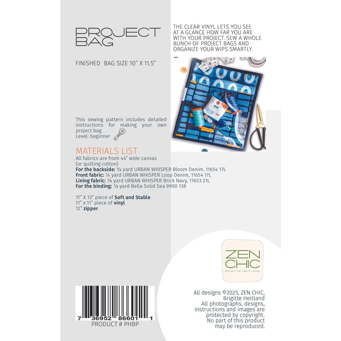 Project Bag Pattern by Zen Chic