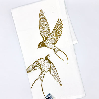 Swallow Block Printed Kitchen Towel - by Valori Wells