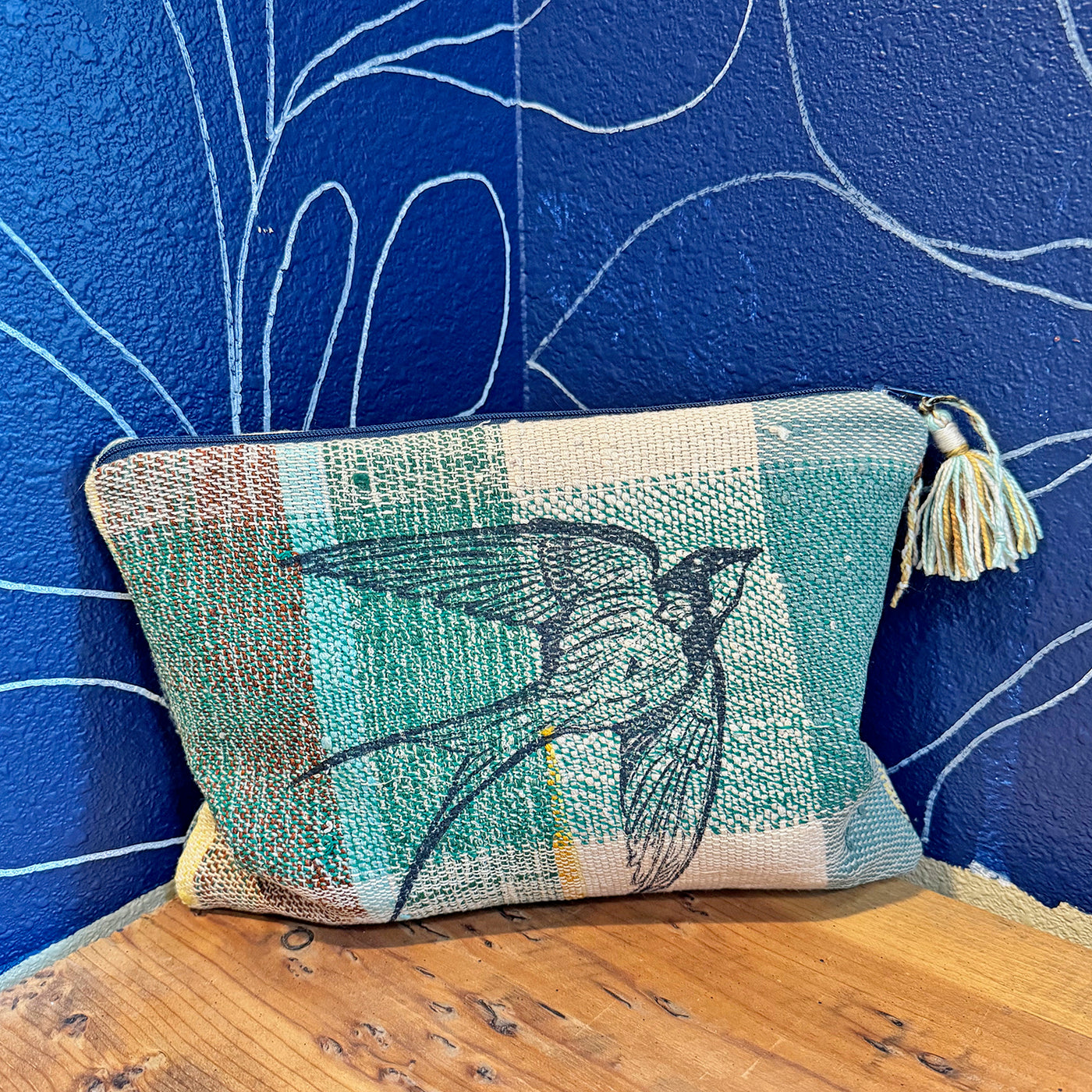 Swallow Block Printed Zipper Pouch - by Valori Wells