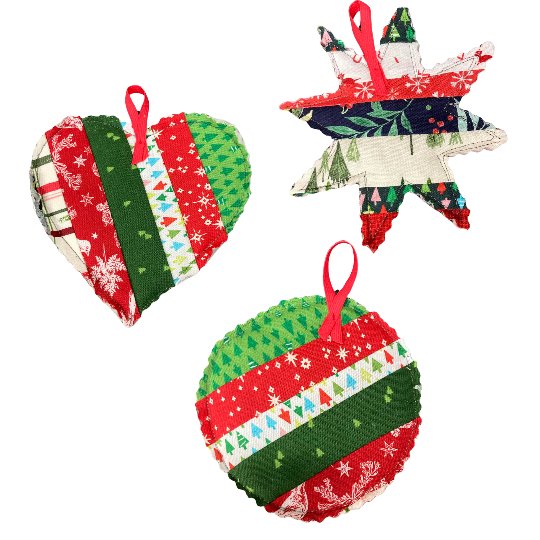 Strippy Christmas Ornaments - Free Downloadable Sewing Pattern