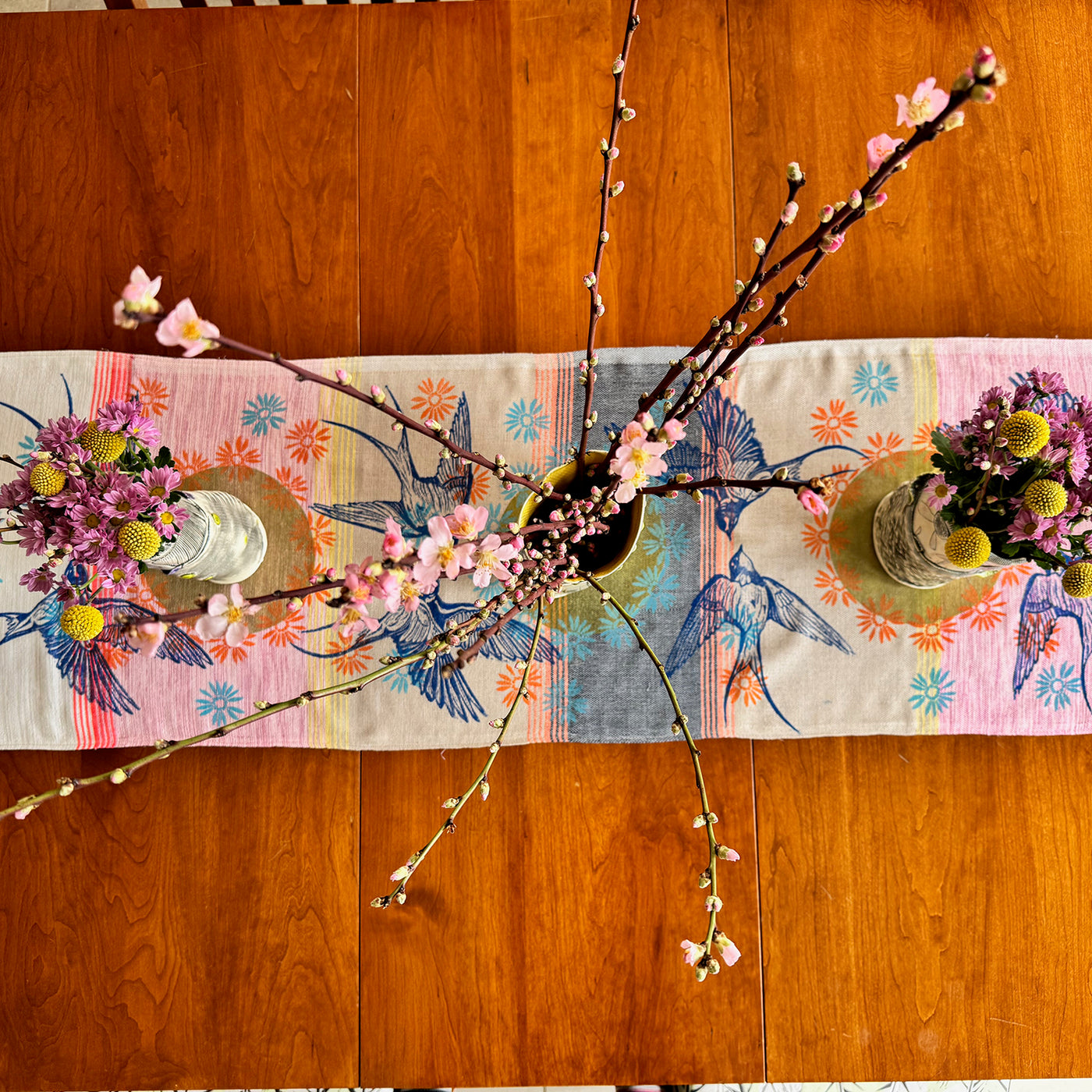 Swallows II Hand Printed Table Runner - Valori Wells