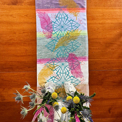 Feathers 2 Hand Printed Table Runner - Valori Wells