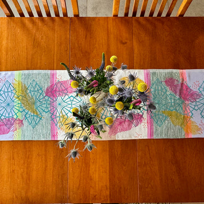 Feathers 2 Hand Printed Table Runner - Valori Wells