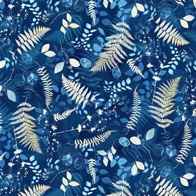 Naturescape Ferns Light Navy Y4654-93