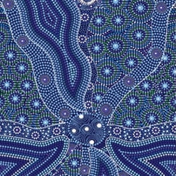 Bush Tomato & Waterhole Blue M&S Textiles Australia