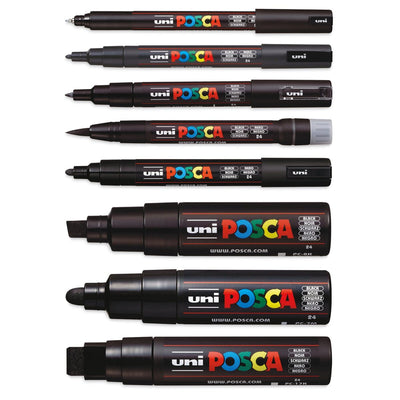Posca Paint Marker Set 8 Markers All Black Set 8 tip sizes