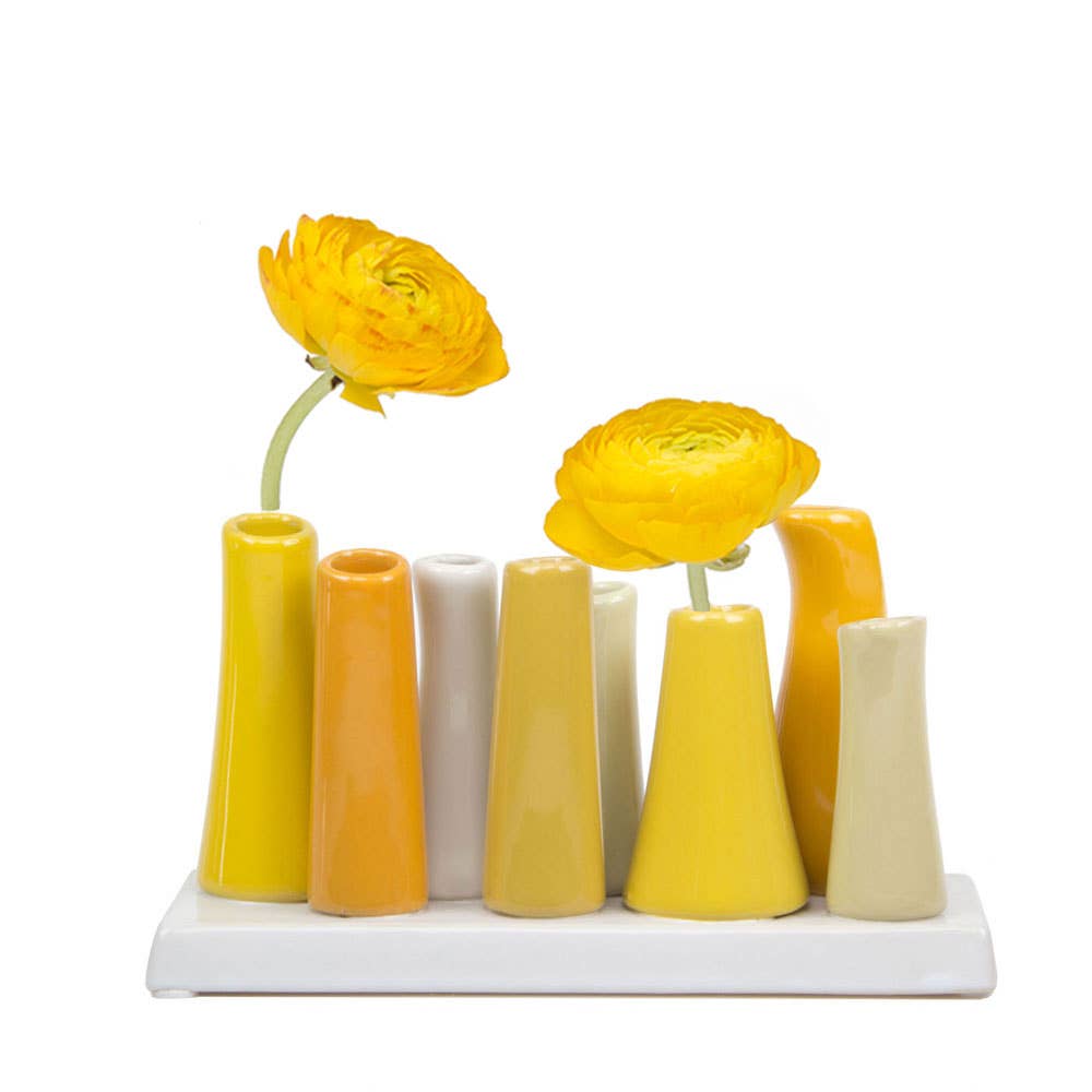 Pooley 2 Yellow - Ceramic 8-Tube Vase