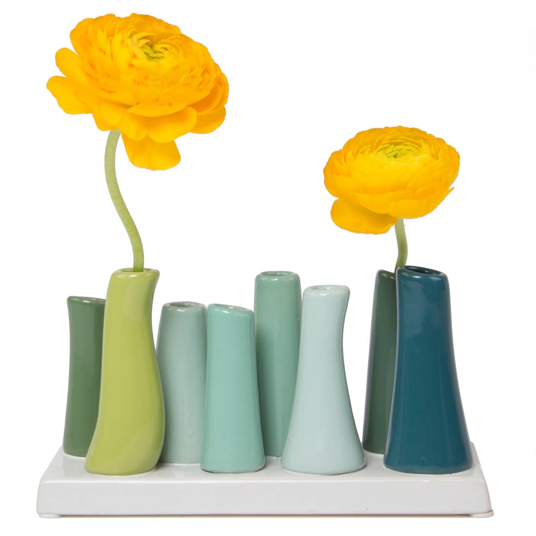 Pooley 2 Chartreuse - Ceramic 8-Tube Vase