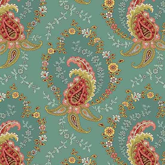 Primrose by Laundry Basket Quilts in Paisley Teal A-522-T