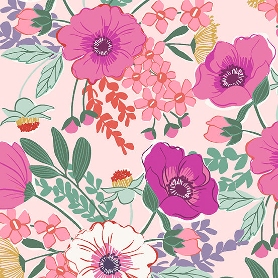 Wandering by Andover Fabric Felicity in Blush A-758-E